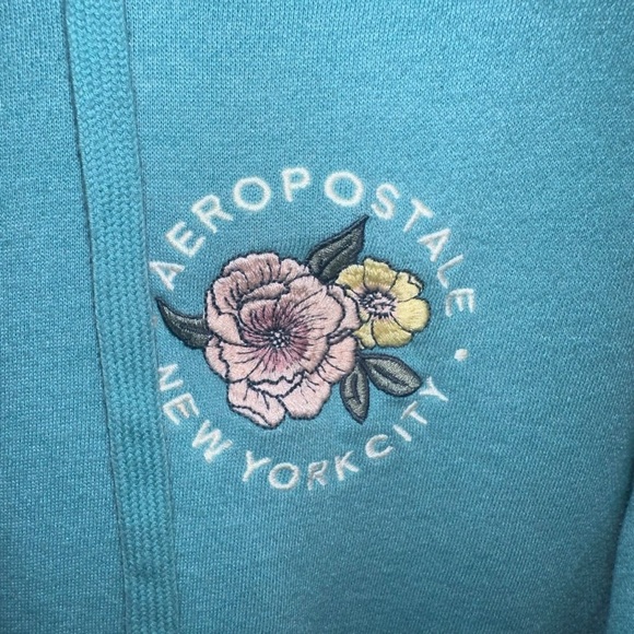 Aeropostale Blue Floral Pullover Sweatshirt Comfy Hoodie Size Small - Picture 5 of 9
